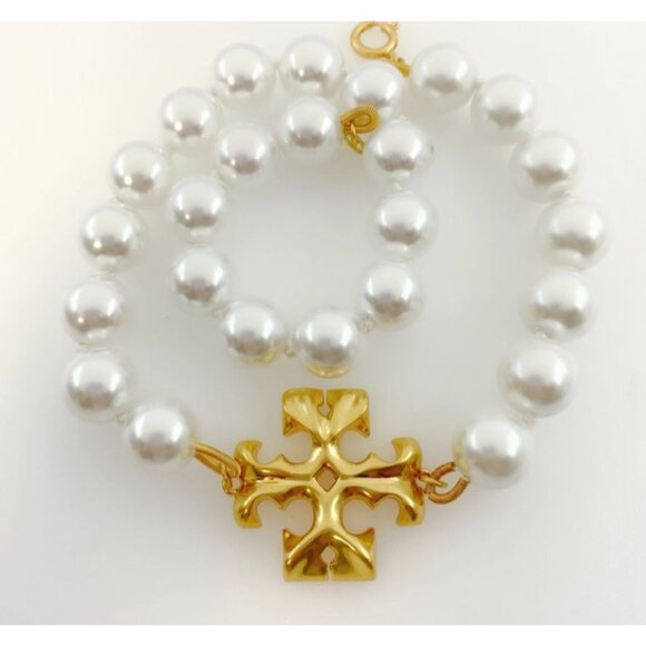 Tory Burch Roxanne Gold and Pearl Choaker Necklace - Picture 3 of 5